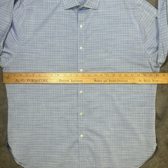 NWOT 7 Diamonds Men XXL 100% Cotton LS Spread Collar Light Blue Paterned Shirt - Picture 7 of 8